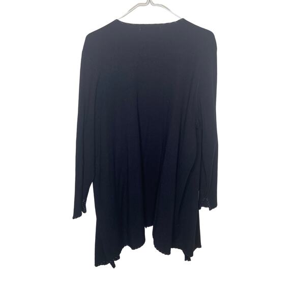 Kate & Mallory Navy Blue Fringe Open Front Cardigan - Women's Plus Size 1X - Picture 2 of 4